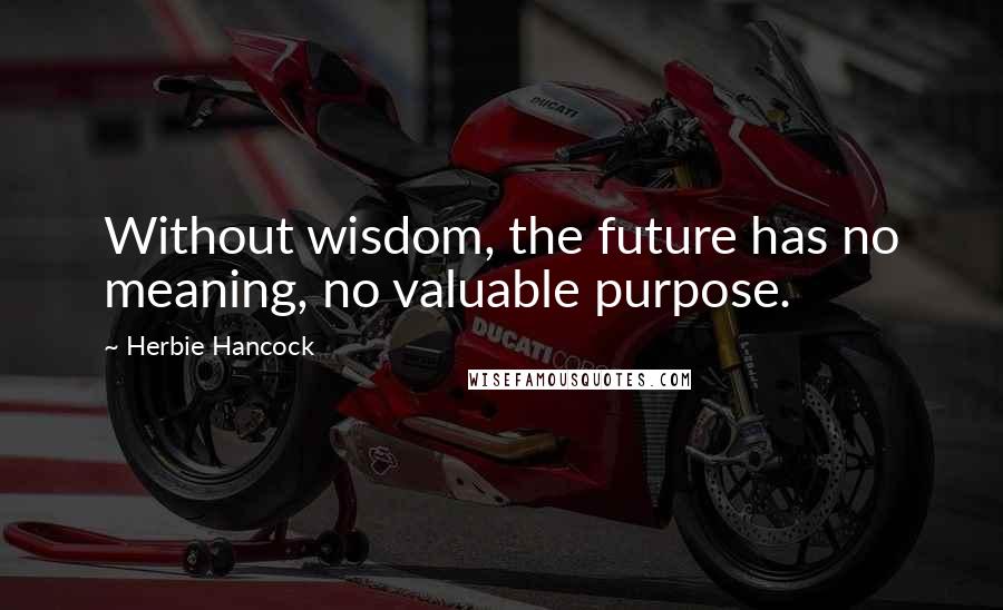 Herbie Hancock Quotes: Without wisdom, the future has no meaning, no valuable purpose.