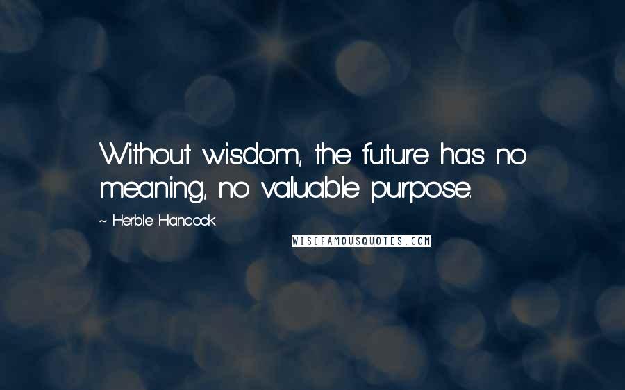 Herbie Hancock Quotes: Without wisdom, the future has no meaning, no valuable purpose.