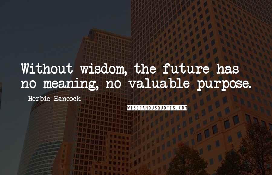 Herbie Hancock Quotes: Without wisdom, the future has no meaning, no valuable purpose.