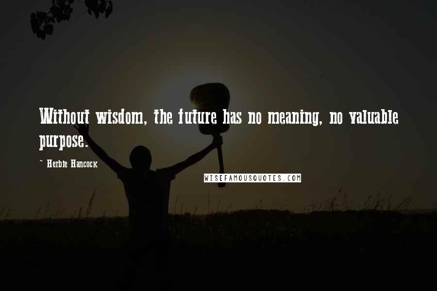 Herbie Hancock Quotes: Without wisdom, the future has no meaning, no valuable purpose.