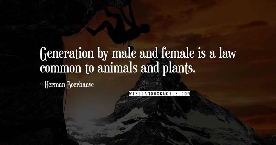 Herman Boerhaave Quotes: Generation by male and female is a law common to animals and plants.