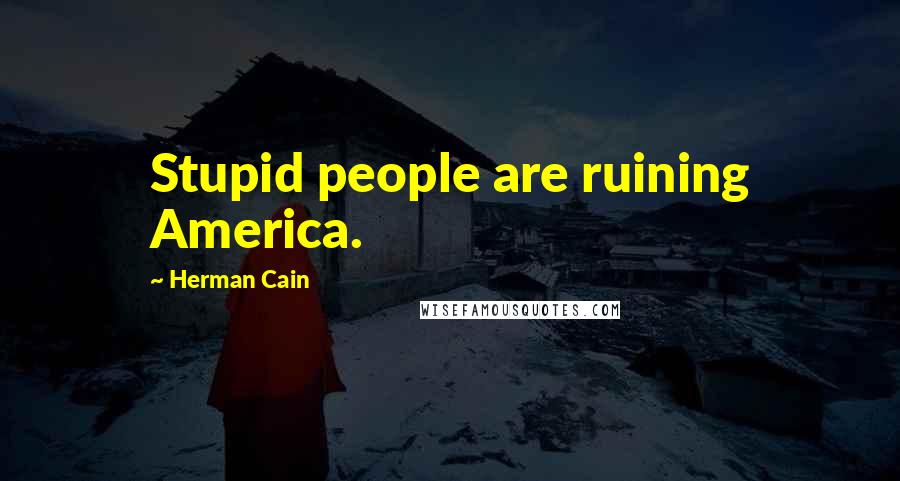 Herman Cain Quotes: Stupid people are ruining America.