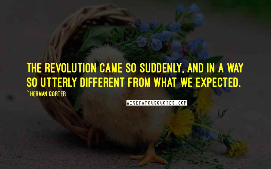 Herman Gorter Quotes: The revolution came so suddenly, and in a way so utterly different from what we expected.