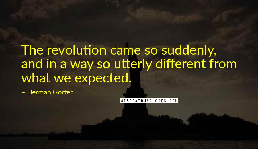 Herman Gorter Quotes: The revolution came so suddenly, and in a way so utterly different from what we expected.