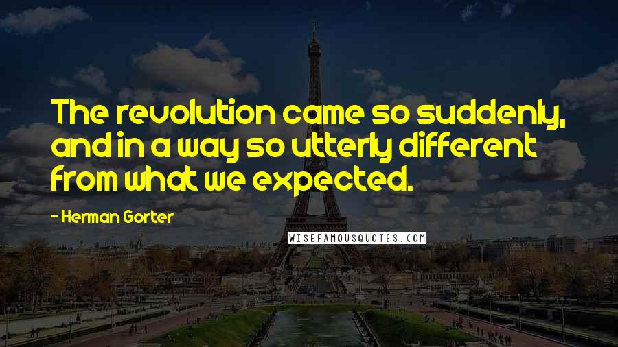 Herman Gorter Quotes: The revolution came so suddenly, and in a way so utterly different from what we expected.