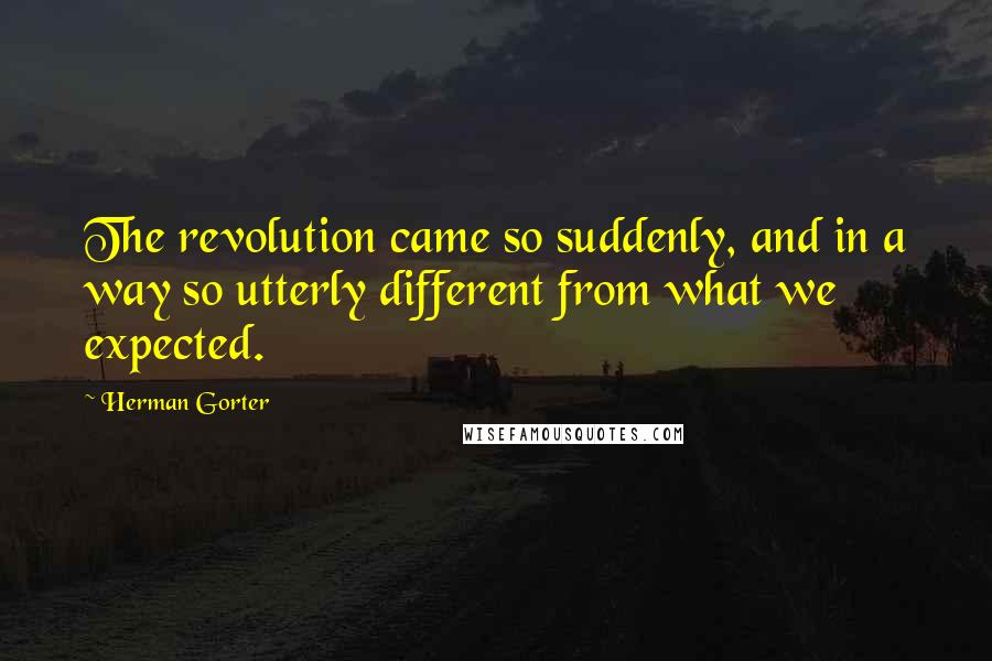 Herman Gorter Quotes: The revolution came so suddenly, and in a way so utterly different from what we expected.