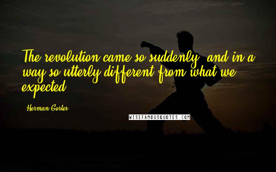 Herman Gorter Quotes: The revolution came so suddenly, and in a way so utterly different from what we expected.