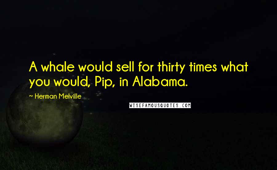 Herman Melville Quotes: A whale would sell for thirty times what you would, Pip, in Alabama.