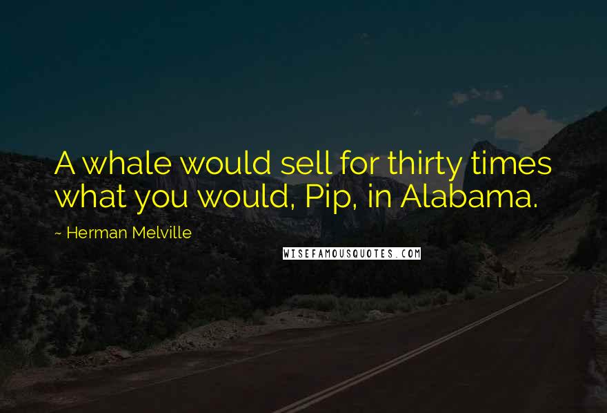 Herman Melville Quotes: A whale would sell for thirty times what you would, Pip, in Alabama.