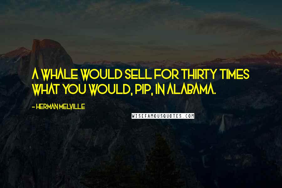 Herman Melville Quotes: A whale would sell for thirty times what you would, Pip, in Alabama.