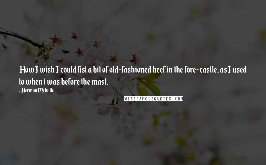 Herman Melville Quotes: How I wish I could fist a bit of old-fashioned beef in the fore-castle, as I used to when i was before the mast.