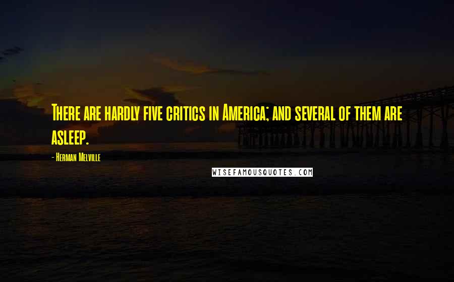 Herman Melville Quotes: There are hardly five critics in America; and several of them are asleep.