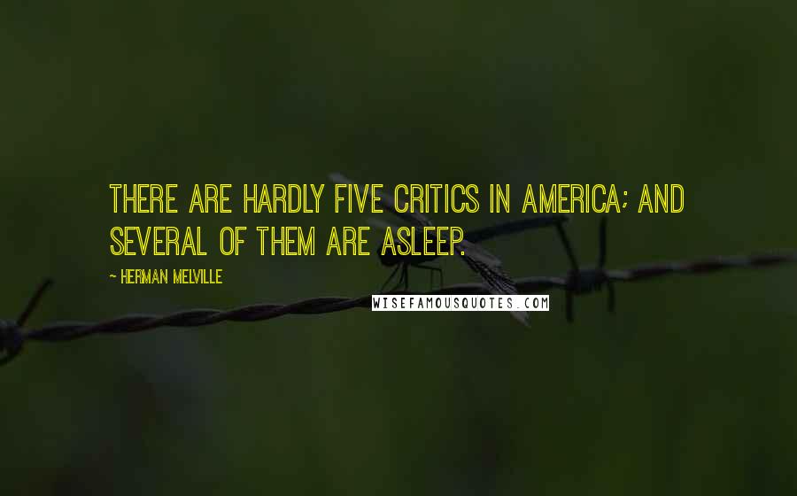 Herman Melville Quotes: There are hardly five critics in America; and several of them are asleep.