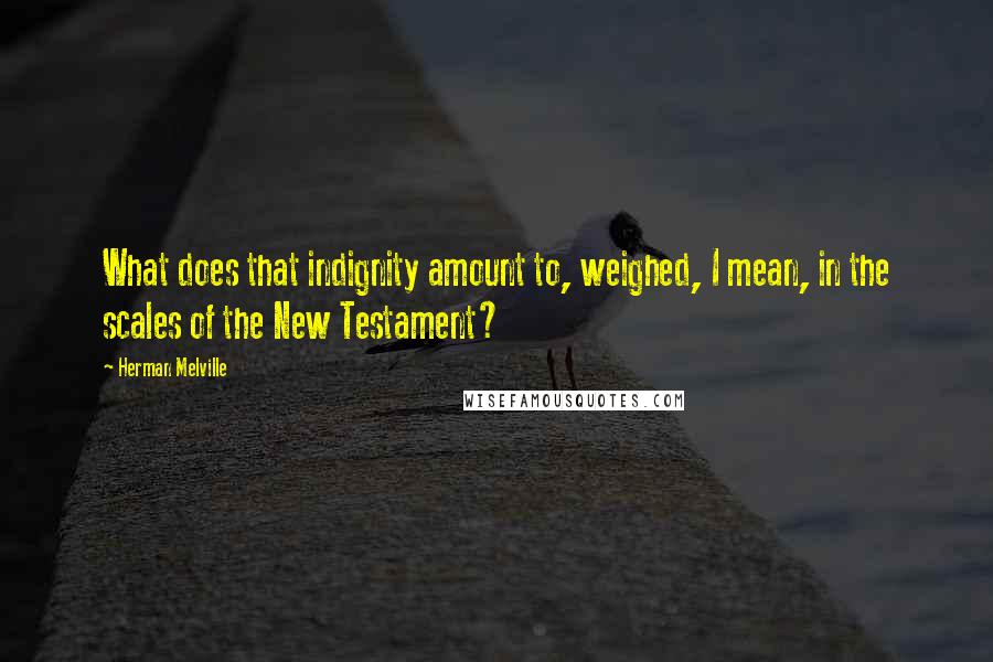 Herman Melville Quotes: What does that indignity amount to, weighed, I mean, in the scales of the New Testament?