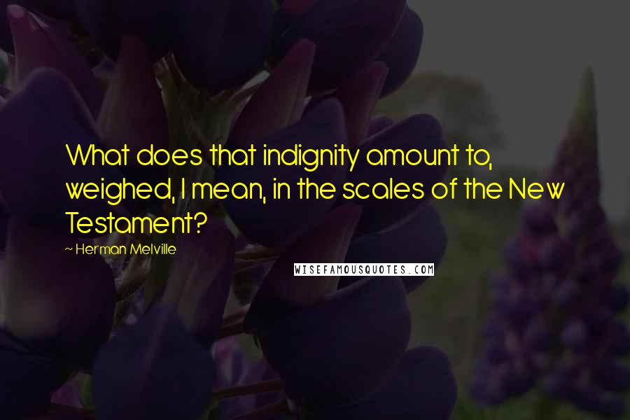 Herman Melville Quotes: What does that indignity amount to, weighed, I mean, in the scales of the New Testament?