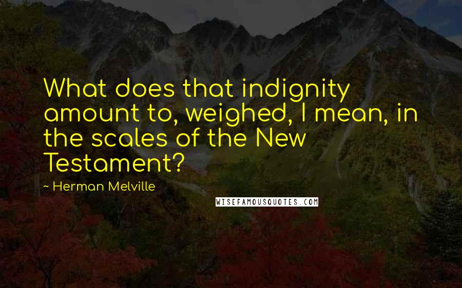 Herman Melville Quotes: What does that indignity amount to, weighed, I mean, in the scales of the New Testament?