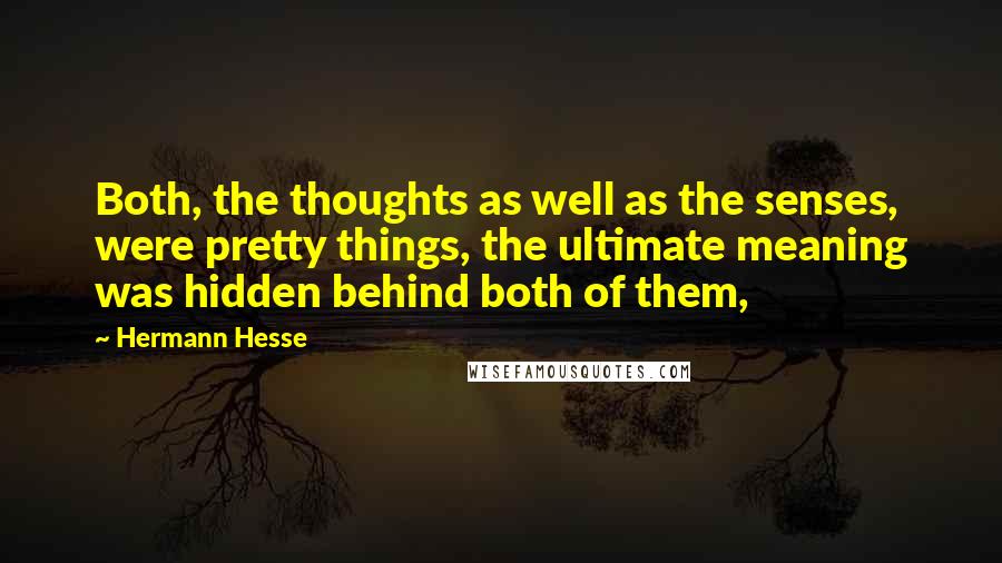 Hermann Hesse Quotes: Both, the thoughts as well as the senses, were pretty things, the ultimate meaning was hidden behind both of them,