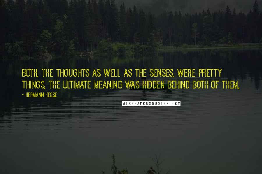 Hermann Hesse Quotes: Both, the thoughts as well as the senses, were pretty things, the ultimate meaning was hidden behind both of them,