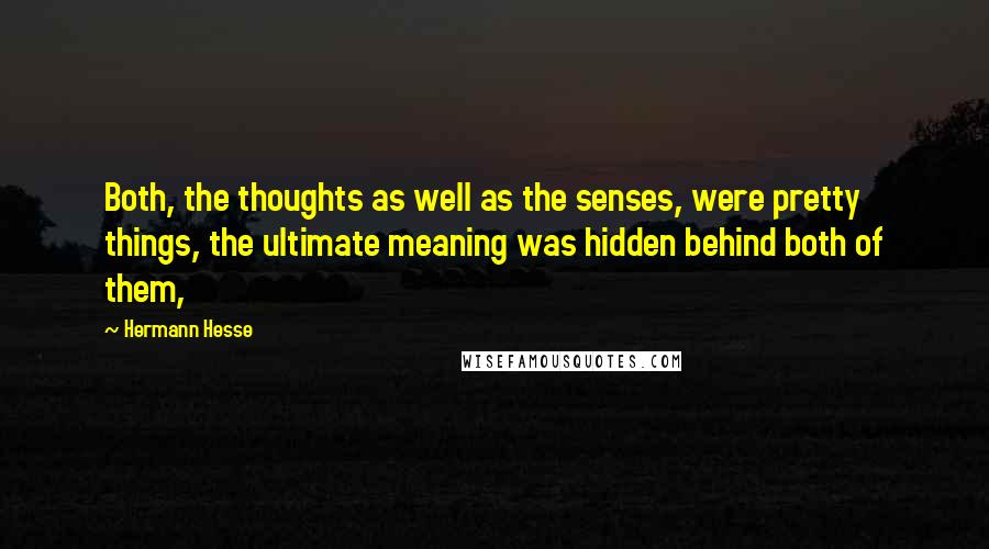 Hermann Hesse Quotes: Both, the thoughts as well as the senses, were pretty things, the ultimate meaning was hidden behind both of them,