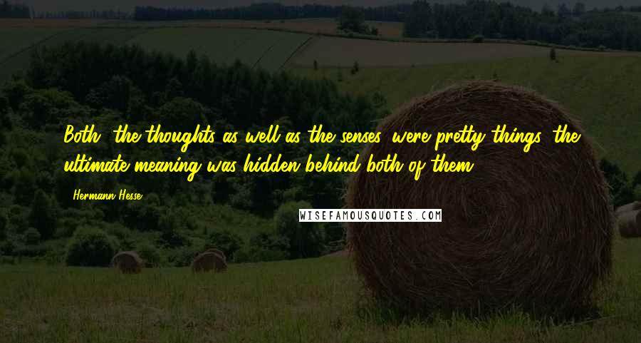 Hermann Hesse Quotes: Both, the thoughts as well as the senses, were pretty things, the ultimate meaning was hidden behind both of them,