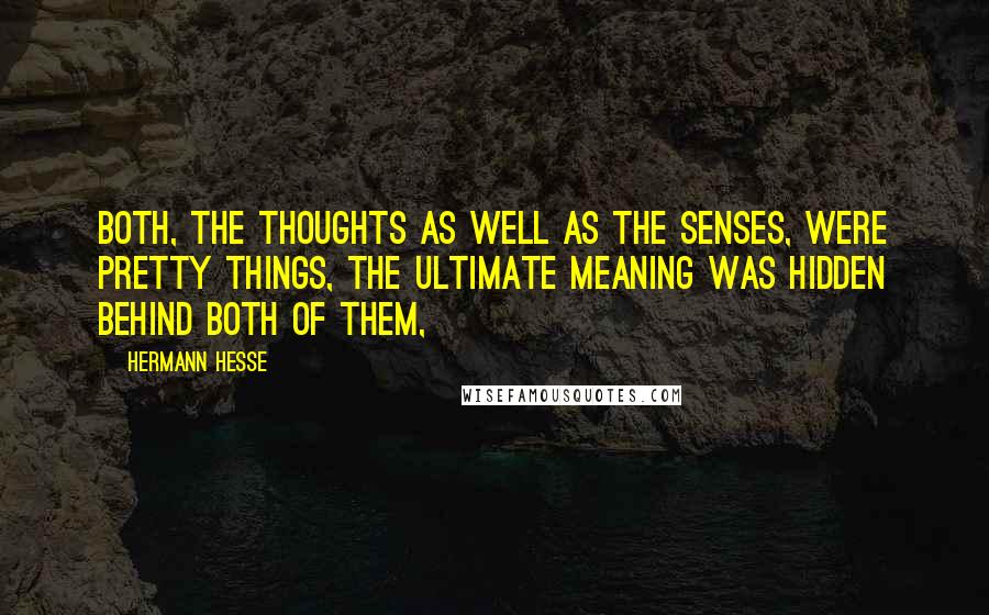 Hermann Hesse Quotes: Both, the thoughts as well as the senses, were pretty things, the ultimate meaning was hidden behind both of them,