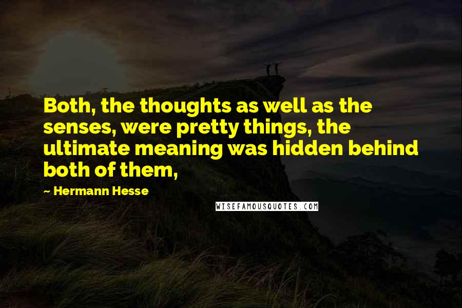 Hermann Hesse Quotes: Both, the thoughts as well as the senses, were pretty things, the ultimate meaning was hidden behind both of them,