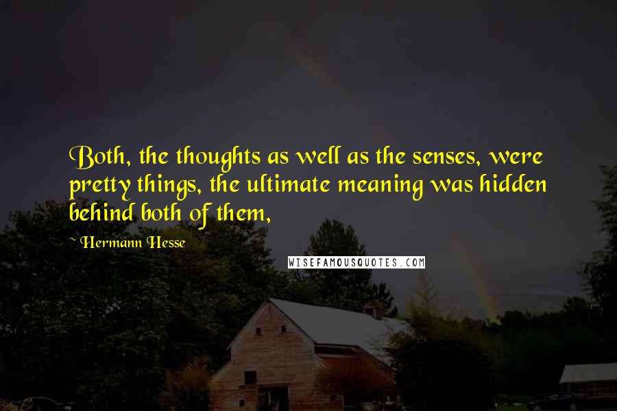 Hermann Hesse Quotes: Both, the thoughts as well as the senses, were pretty things, the ultimate meaning was hidden behind both of them,