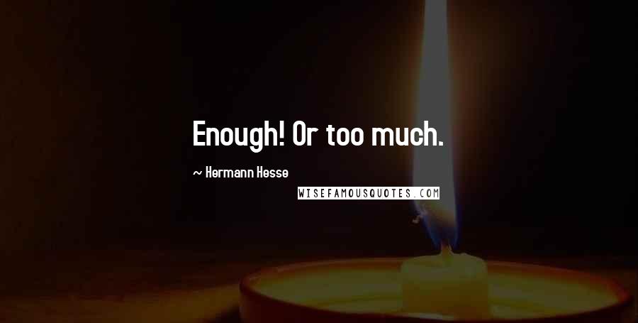 Hermann Hesse Quotes: Enough! Or too much.