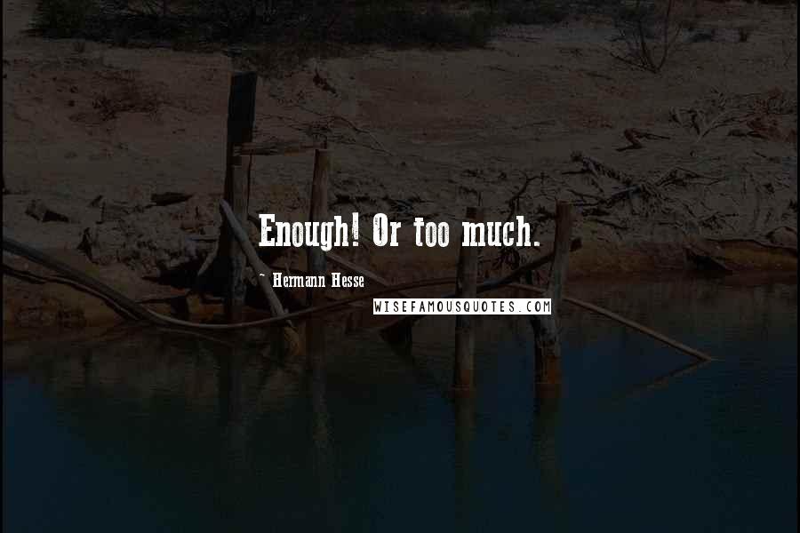 Hermann Hesse Quotes: Enough! Or too much.