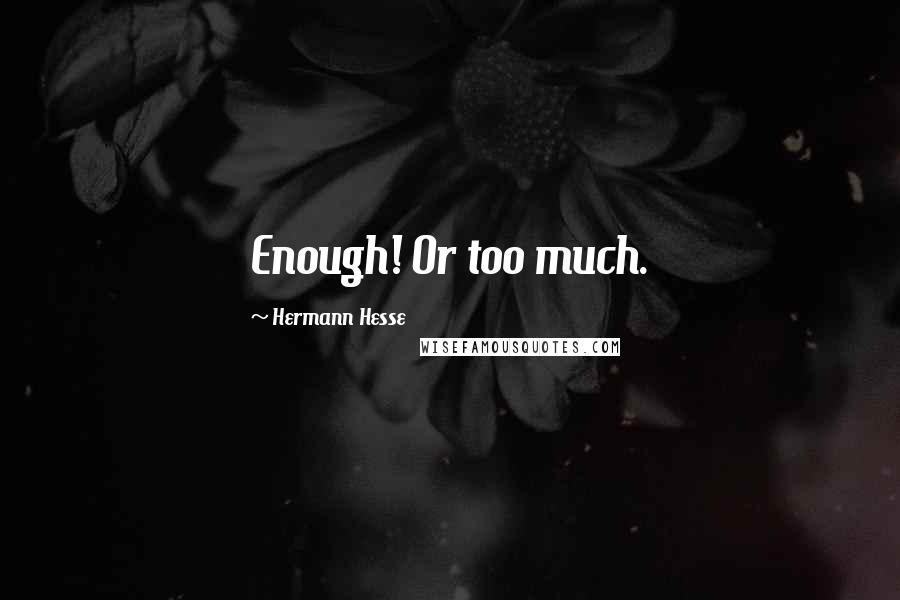 Hermann Hesse Quotes: Enough! Or too much.