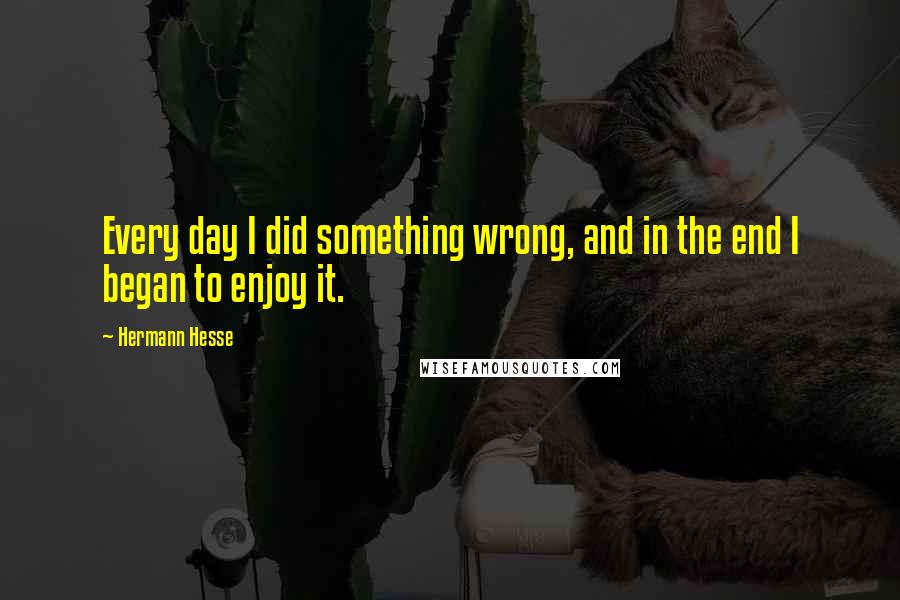 Hermann Hesse Quotes: Every day I did something wrong, and in the end I began to enjoy it.