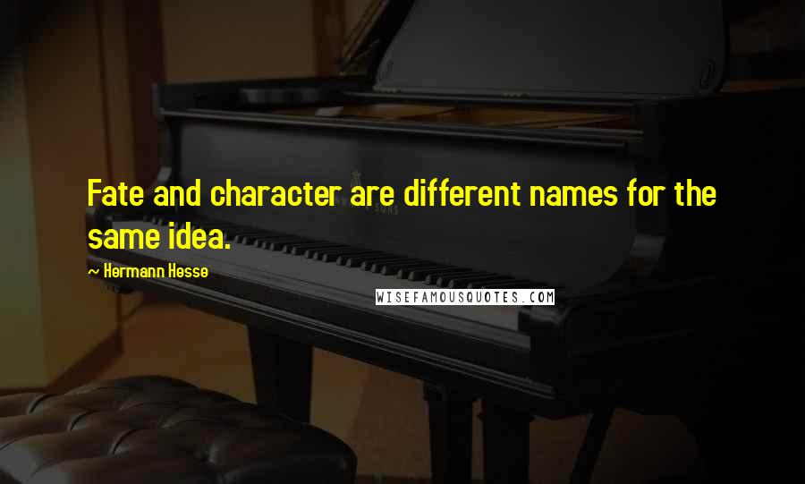Hermann Hesse Quotes: Fate and character are different names for the same idea.
