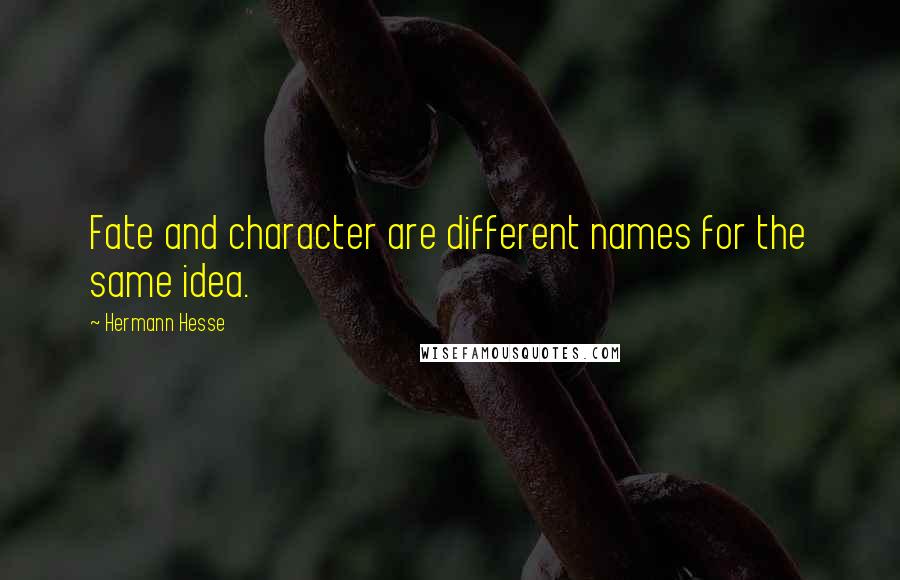 Hermann Hesse Quotes: Fate and character are different names for the same idea.