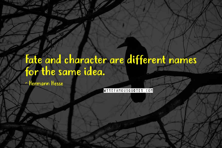 Hermann Hesse Quotes: Fate and character are different names for the same idea.