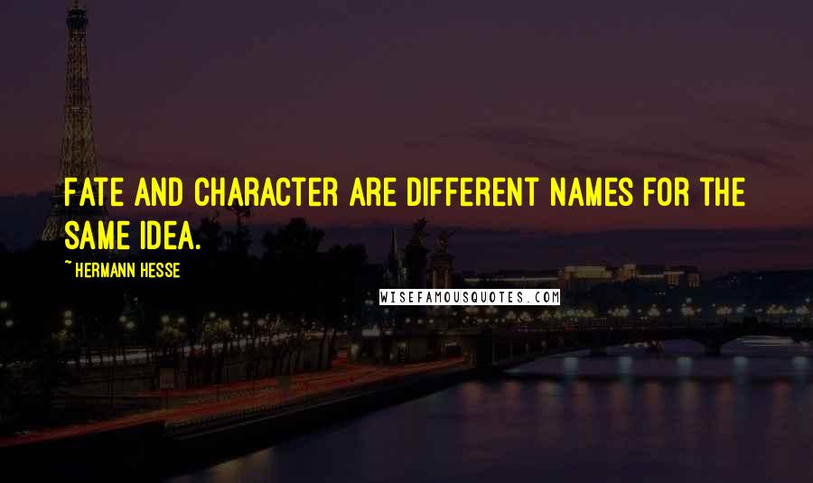 Hermann Hesse Quotes: Fate and character are different names for the same idea.