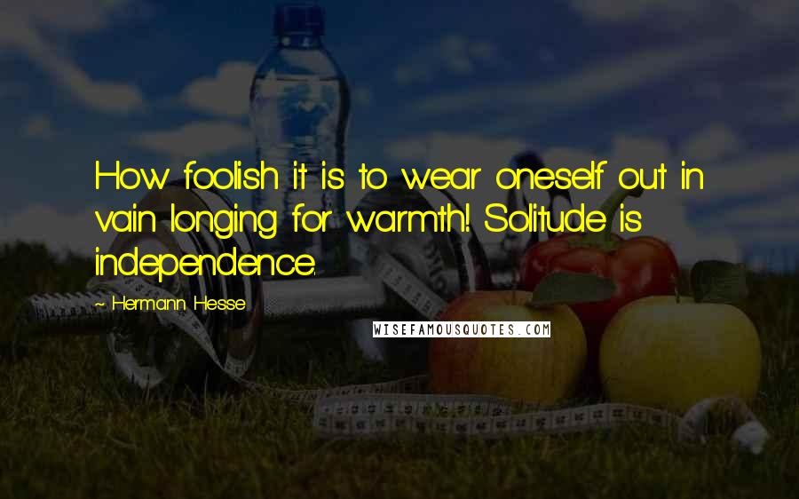 Hermann Hesse Quotes: How foolish it is to wear oneself out in vain longing for warmth! Solitude is independence.