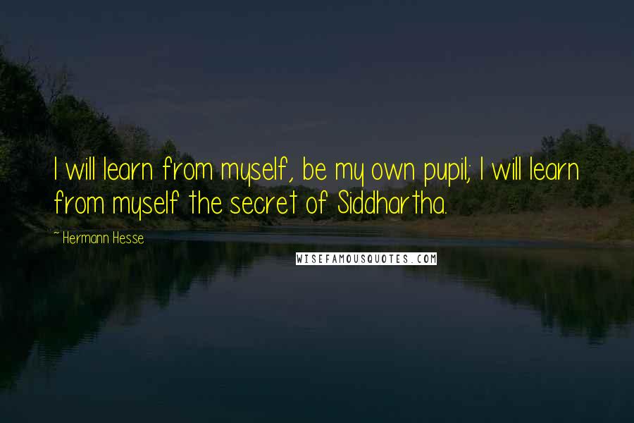 Hermann Hesse Quotes: I will learn from myself, be my own pupil; I will learn from myself the secret of Siddhartha.