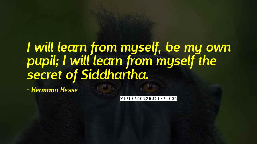 Hermann Hesse Quotes: I will learn from myself, be my own pupil; I will learn from myself the secret of Siddhartha.