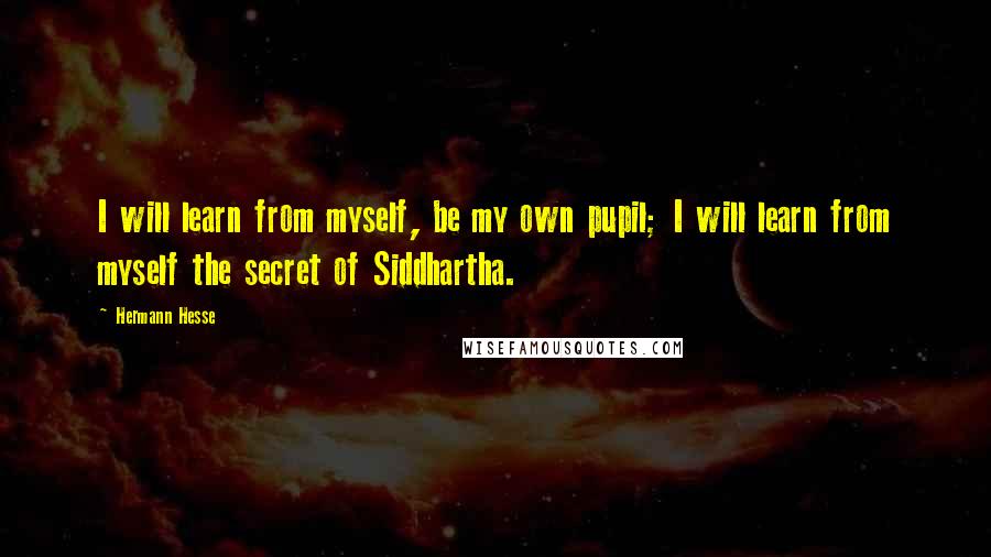 Hermann Hesse Quotes: I will learn from myself, be my own pupil; I will learn from myself the secret of Siddhartha.