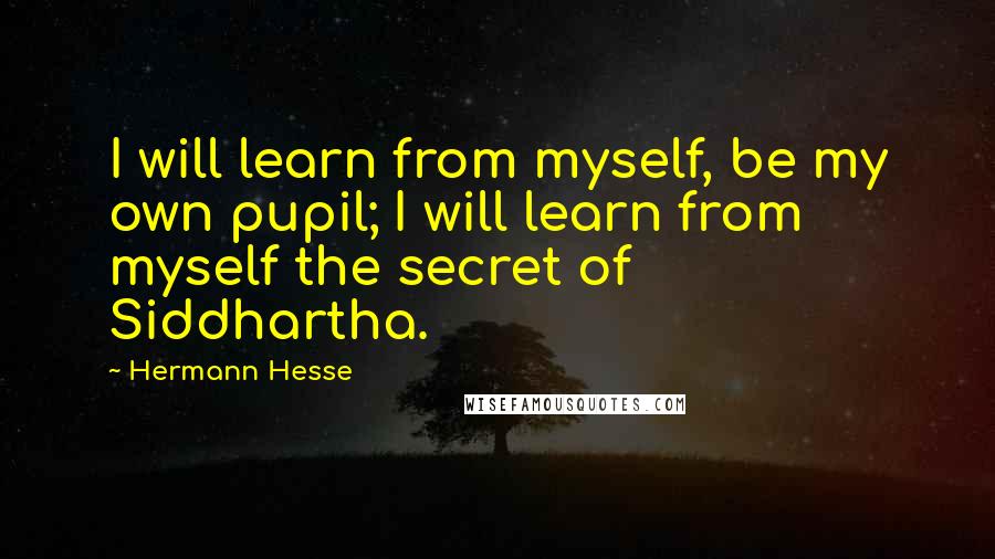 Hermann Hesse Quotes: I will learn from myself, be my own pupil; I will learn from myself the secret of Siddhartha.