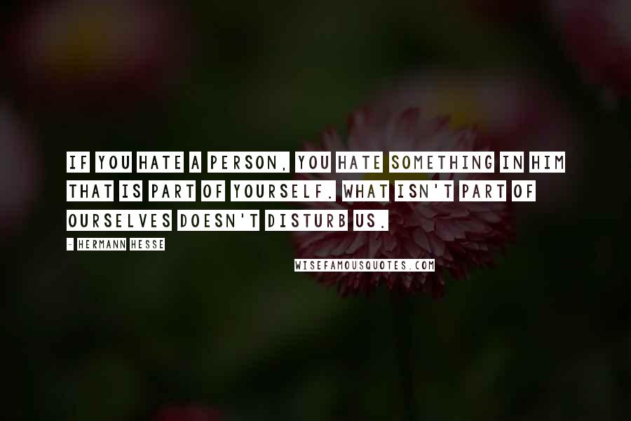 Hermann Hesse Quotes: If you hate a person, you hate something in him that is part of yourself. What isn't part of ourselves doesn't disturb us.