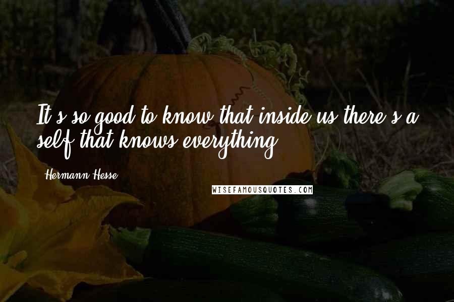 Hermann Hesse Quotes: It's so good to know that inside us there's a self that knows everything!