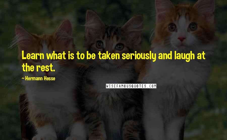 Hermann Hesse Quotes: Learn what is to be taken seriously and laugh at the rest.