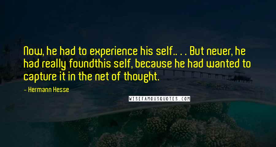 Hermann Hesse Quotes: Now, he had to experience his self.. . . But never, he had really foundthis self, because he had wanted to capture it in the net of thought.