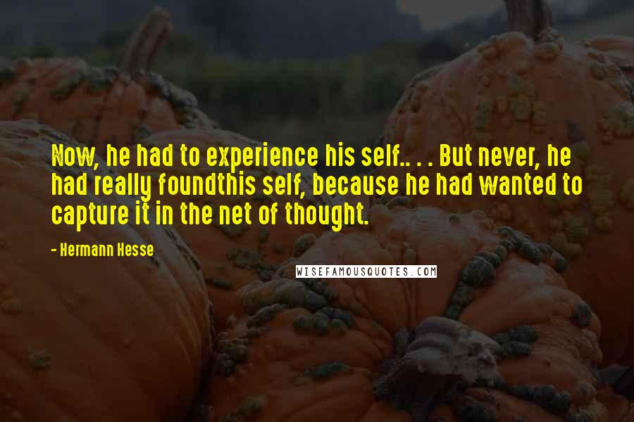 Hermann Hesse Quotes: Now, he had to experience his self.. . . But never, he had really foundthis self, because he had wanted to capture it in the net of thought.