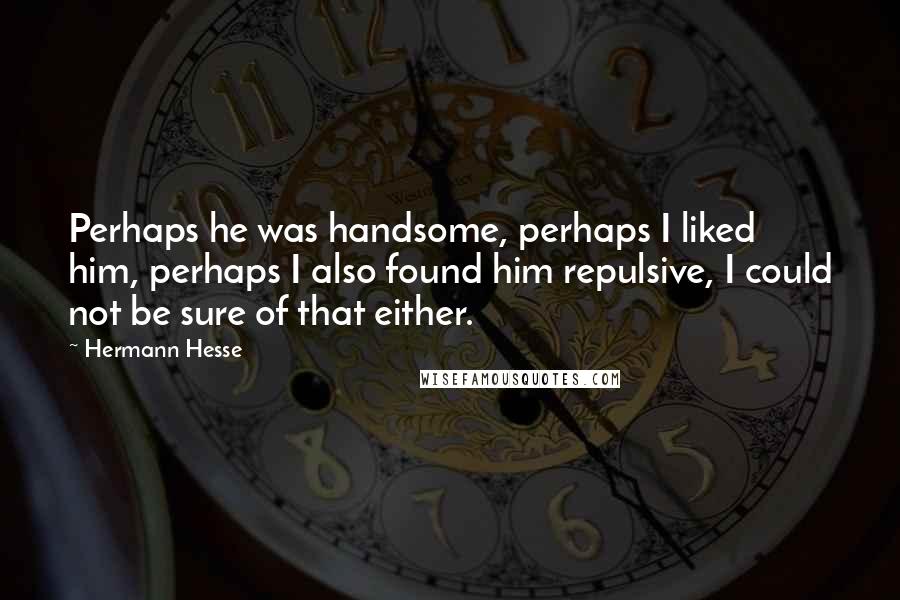 Hermann Hesse Quotes: Perhaps he was handsome, perhaps I liked him, perhaps I also found him repulsive, I could not be sure of that either.