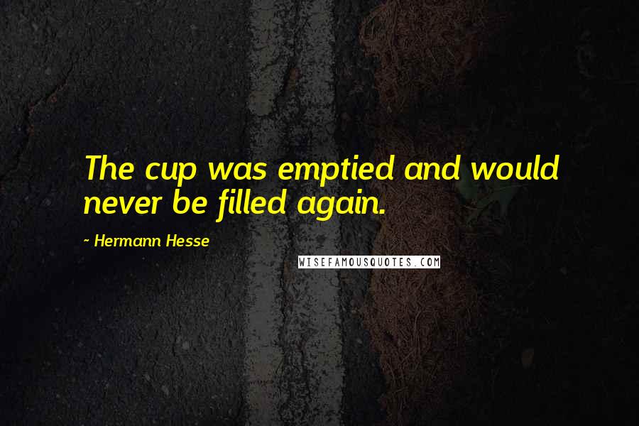 Hermann Hesse Quotes: The cup was emptied and would never be filled again.
