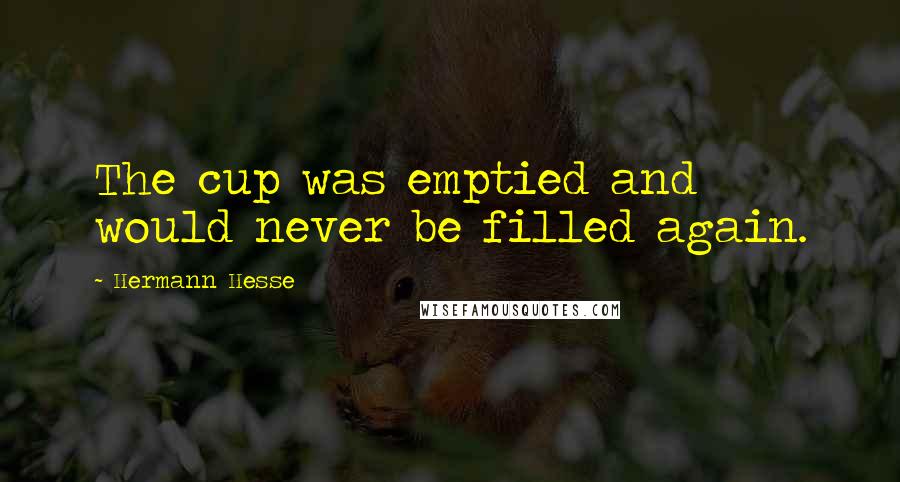 Hermann Hesse Quotes: The cup was emptied and would never be filled again.