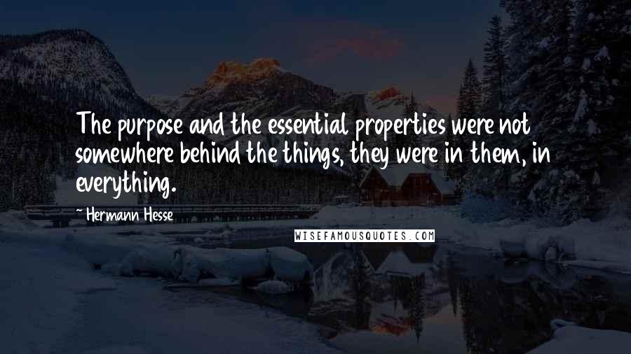 Hermann Hesse Quotes: The purpose and the essential properties were not somewhere behind the things, they were in them, in everything.