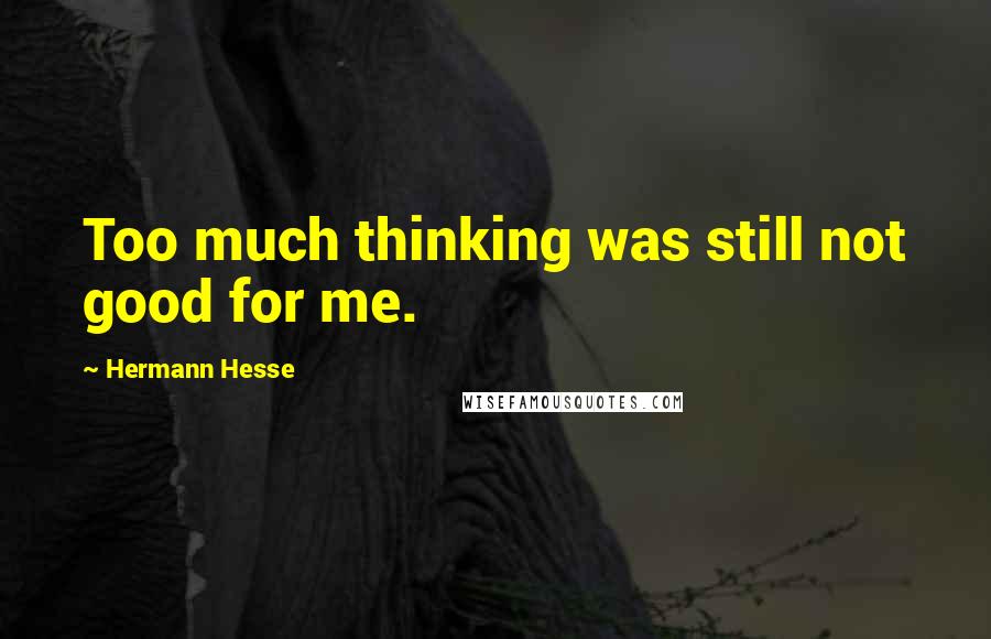 Hermann Hesse Quotes: Too much thinking was still not good for me.